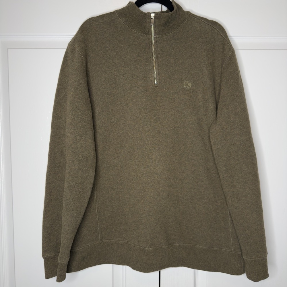 Guide Series Sweatshirt Mens Large Green 1/4 Zip Fleece Pullover Mock Neck Logo